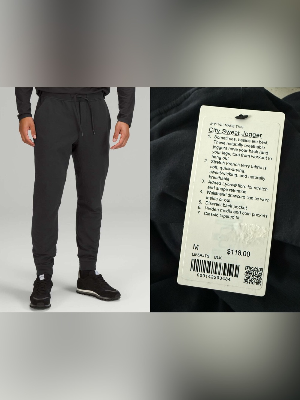 New lululemon athletica Men's Black Slim Joggers